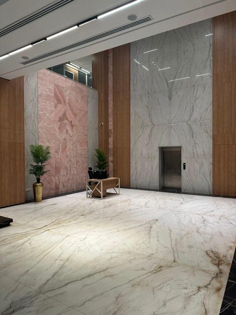 Manar Company headquarters, white marble lobby and floors (19)