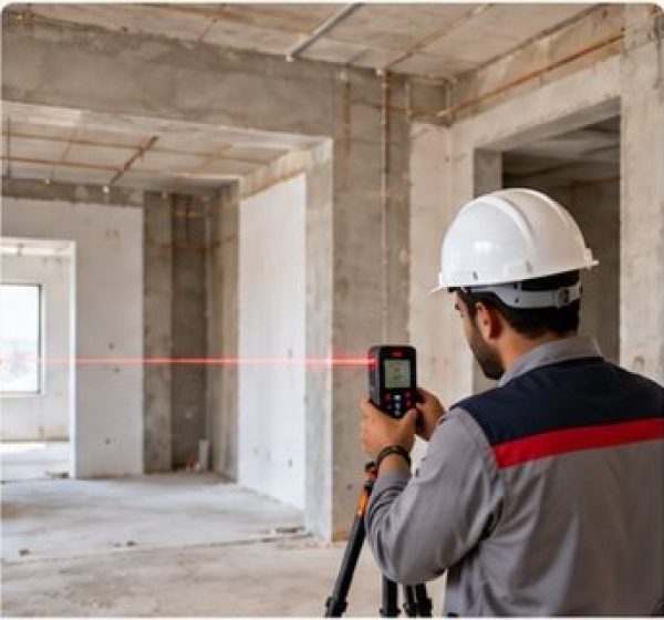 Engineer taking laser site measurements